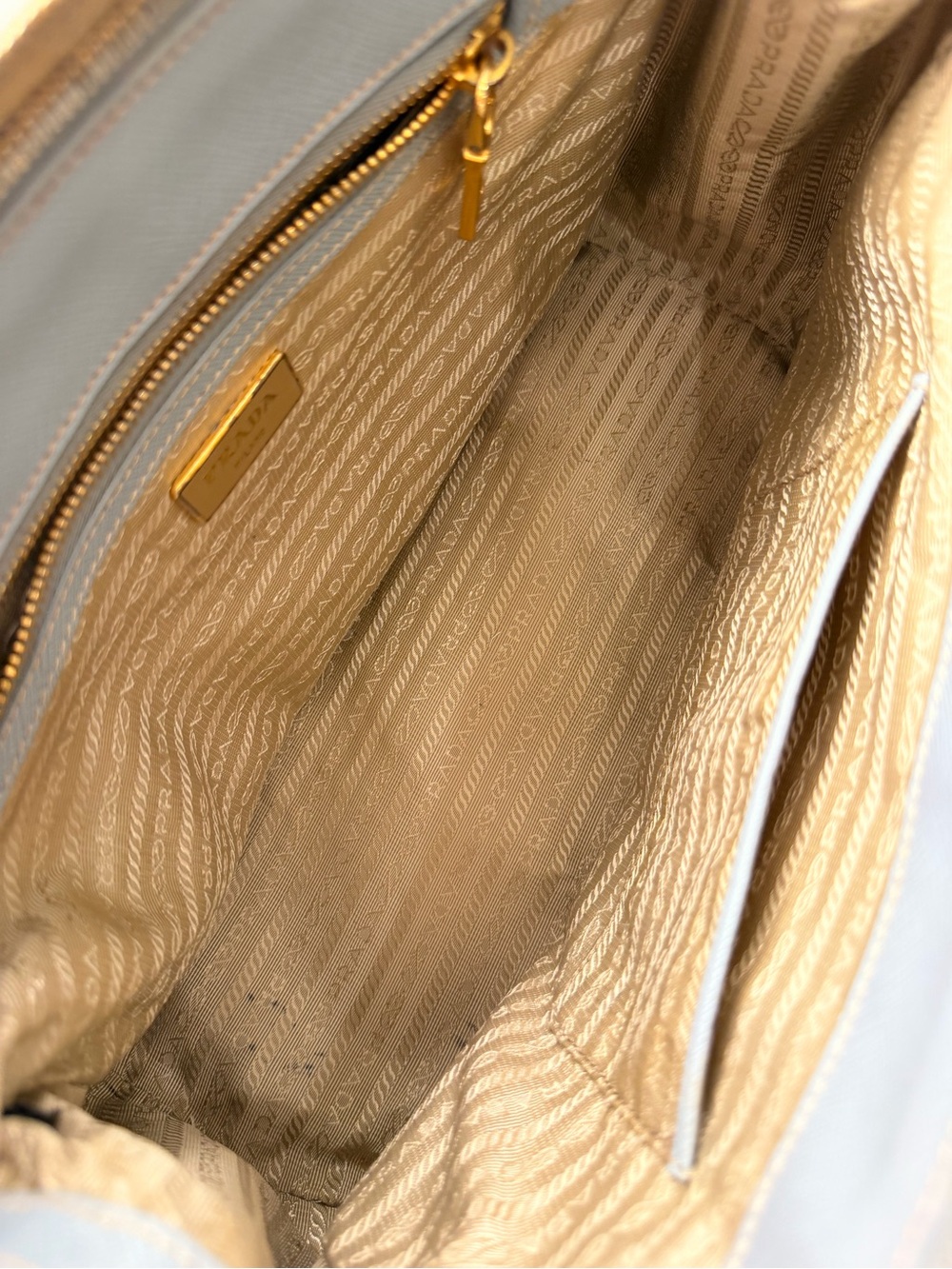 Prada Light Blue Saffiano Leather Tote with Gold Hardware - Picture 6 of 8